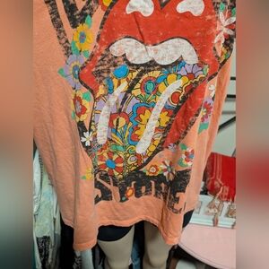Rolling Stones Graphic Tank Top Floral Tongue‎ Peach Concert